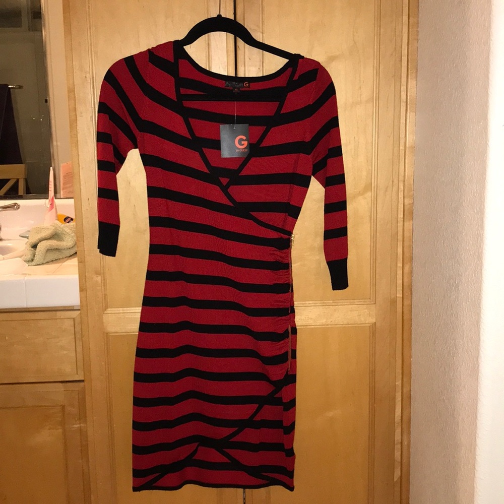 Red and black striped dress